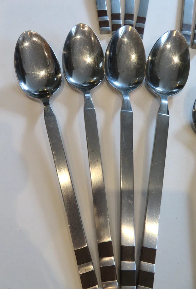 Cubiertos vintage modernos de mediados de siglo de 20 piezas Stanley Roberts de acero inoxidable Crosspoint Foto 3 de 4