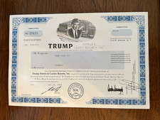 Trump Hotels & Casinos Stock Certificate Donald Trump digital sig ORIGINAL RARE!