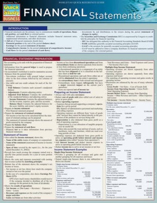 Financial Statements (Quick Study Business) - Cards By BarCharts, Inc. - GOOD