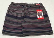 Kirkland Signature Men's Stretch Swim Shorts, Gray Stripe, Size M