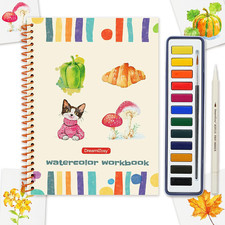 Watercolor Workbook, Adult Coloring Book 12 Colors Painting Kit with Brush, Ma