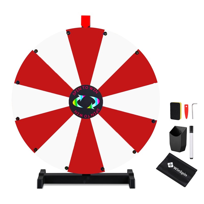 WinSpin 24" Pop Up Display Tabletop Prize Wheel Red & White for Outdoor Events