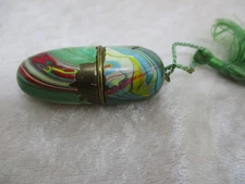 Vintage Germany Brass and Enamel Bullet-Shaped Small Sewing Kit
