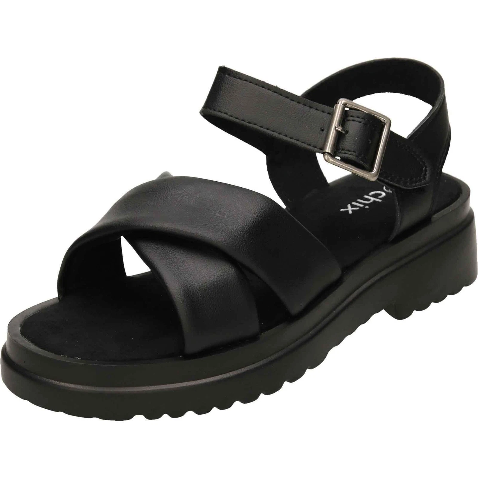 Black Sandals Slingback Open Toe Ankle Strap Chunky Flatform Summer Shoes Slides