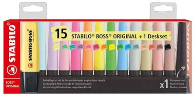 STABILO Textmarker BOSS ORIGINAL 15er Tischset