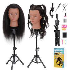 Mannequin Head Human Hair with Stand 100 Real Braiding Styling Tripod Kit