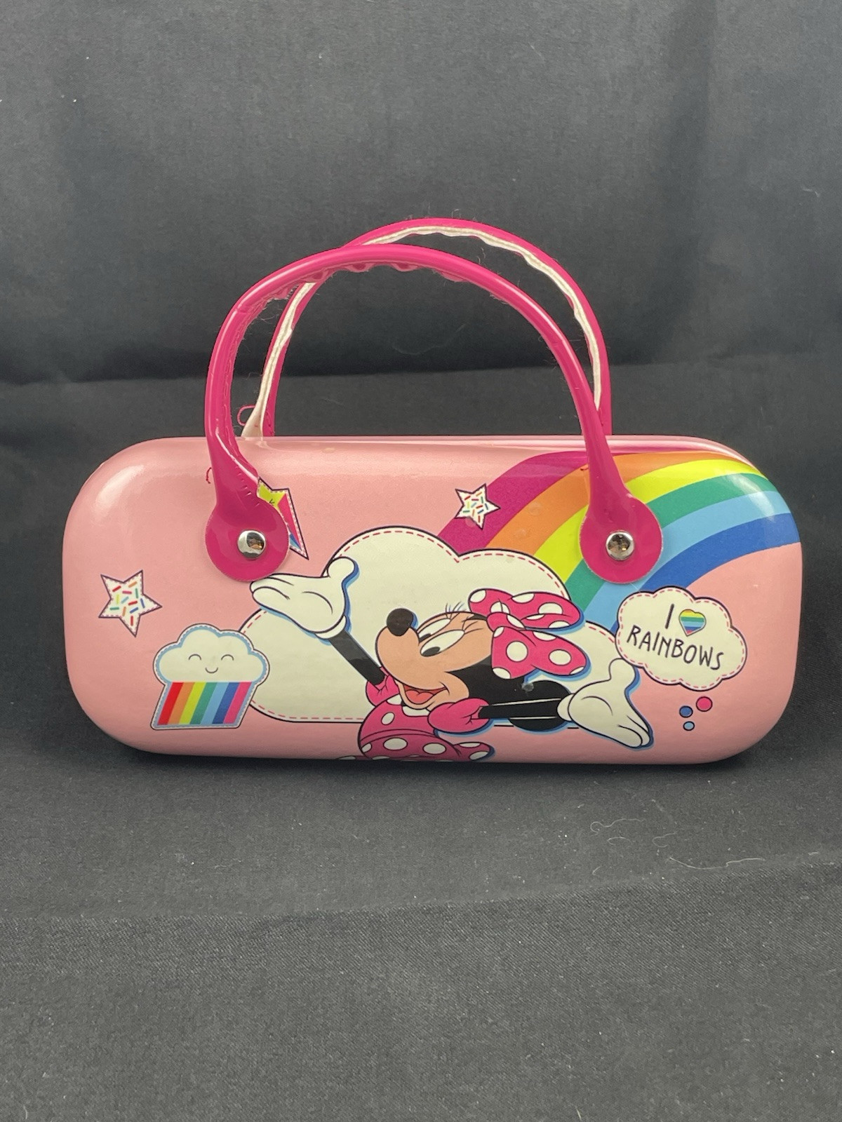 Disney Girls Minnie Mouse Pink W Rainbow  Round Hard Sun Glasses Case