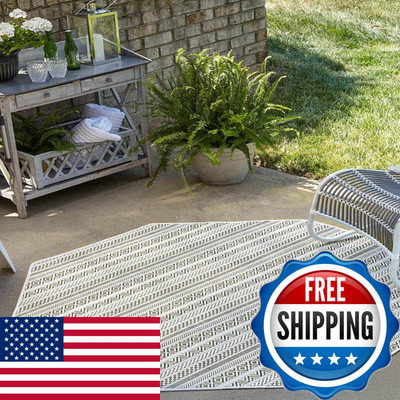 Unique Loom Outdoor Striped Collection Area Rug - Maia 5 3 Octagon Green/Ivory