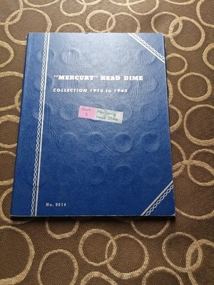 Whitman Mercury Head Dime Collection Album Folder 1916-1945 A Total Of 74 Dimes
