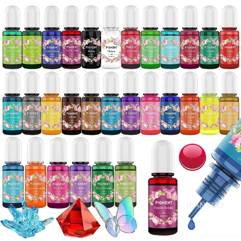 30-Color Epoxy Dye for UV Resin Jewelry Making and DIY Craft Coloring