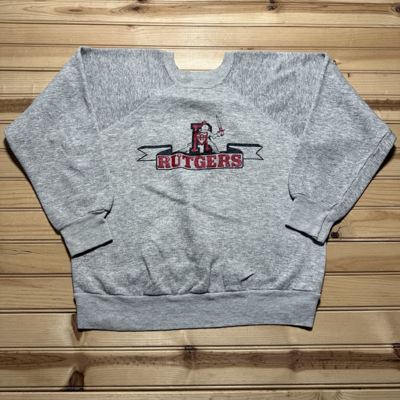 Vintage 80s Champion Raglan Crewneck Rutgers College Sweatshirt Size Medium