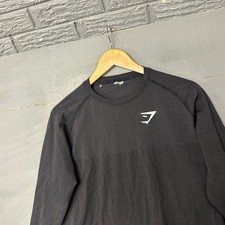 Gymshark Vital Seamless Mens Long Sleeve Training Shirt Black Mesh 3559