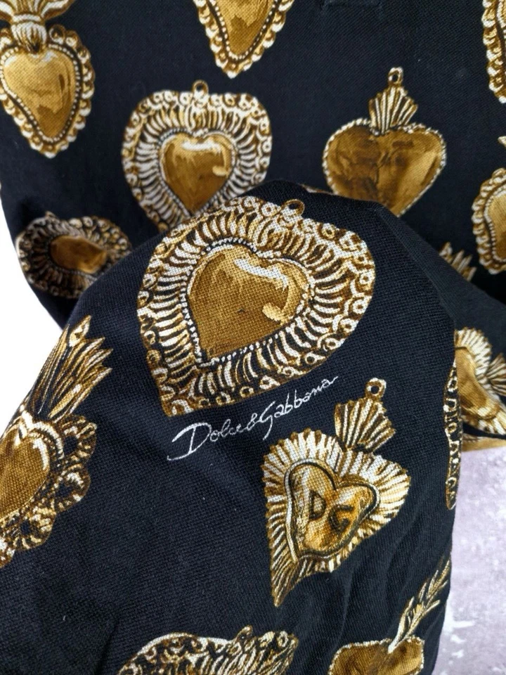 Camisa Polo Dolce & Gabbana De Colección Para Hombre Lujo Y2K Italia Martini Sagrado Corazón Foto 4 de 4