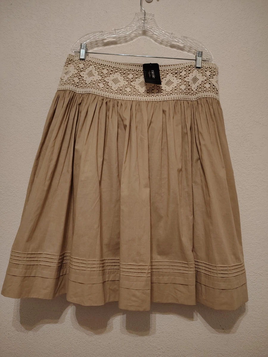 Jupe Bleu Clair Nicole Miller 100% Coton Taille 16 - Bohème Longueur Genou