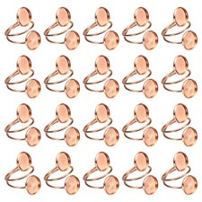 Ring Blank 20 Pcs Adjustable Finger Ring Blank Base 12mm Rose Gold