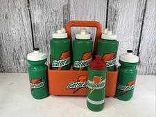 Gatorade Orange 6 Pack Sport Squeeze Water Bottle Carrier Holder With 3 Bottles