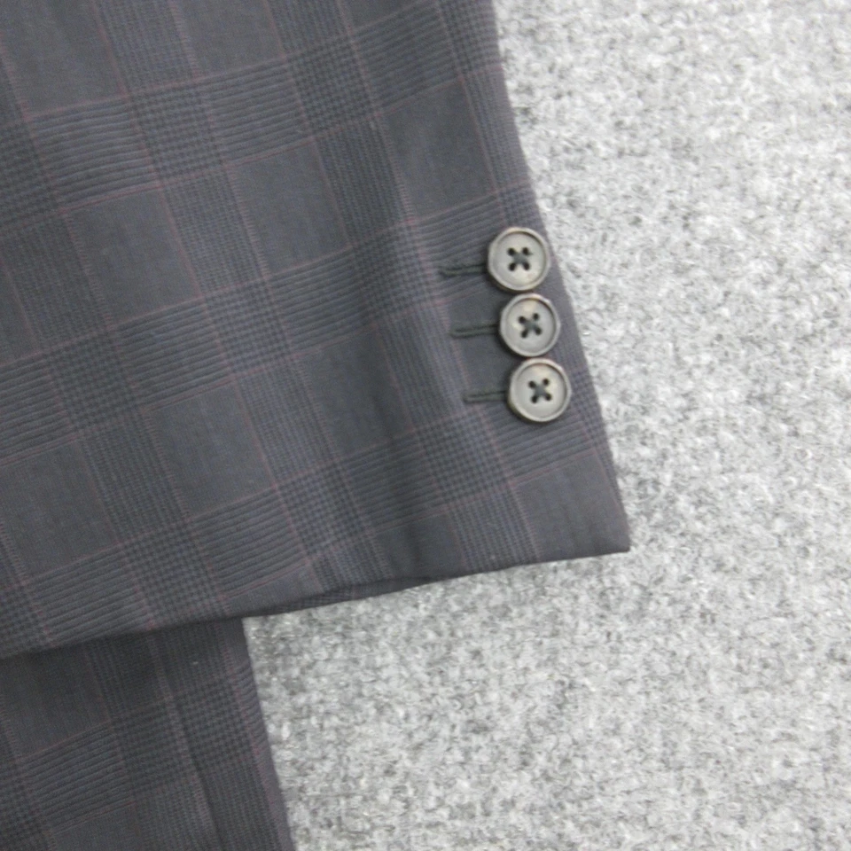 Traje Ermenegildo Zegna Ultimo Para Hombres Gris Oscuro A Cuadros 2 Botones Plisados Pantalones Italia Foto 3 de 4
