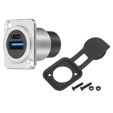 USB 3.0 Type-C Panel Mount Socket Connector D-Type Silver