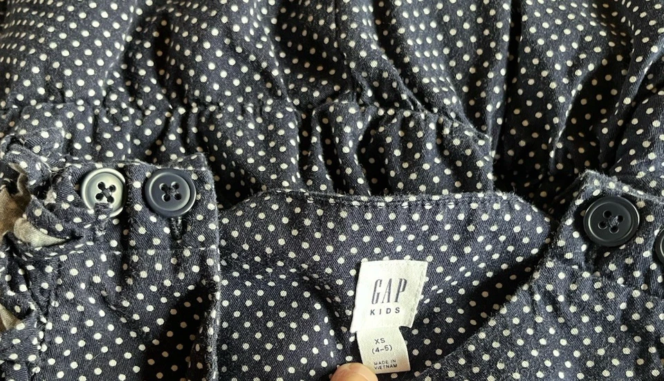 GAP KIDS Navy White Polka Dot Sleeveless Jumper Little Girl’s size XS (4-6) - Image 3 of 4