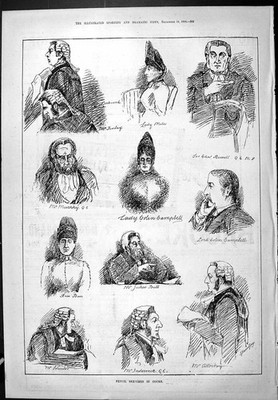 Alte 1886 Bleistiftskizzen Court Campbell Hintern Miles Murphy Russell Loc viktorianisch