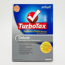 Intuit TurboTax Deluxe 2011 Federal State Tax Software Windows Mac CD Returns