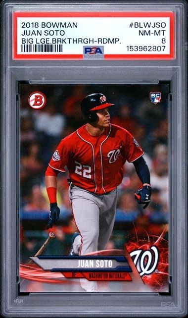 2018 Bowman Big League Breakthrough Redemption Juan Soto PSA 8