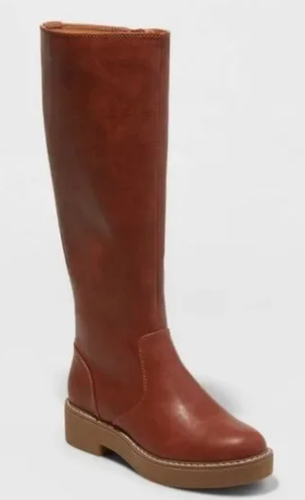 Universal Thread - Damen Tricia Cognac Kniehohe Seitenreißverschluss Memory Foam Stiefel