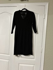 Adrianna Papell Black 3/4 Sleeve Pencil Dress - size 6 - Black