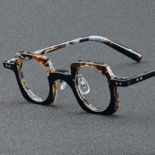 Vintage Round Square Acetate Eyeglass Frame Retro Full Rim Clear Rx able Glasses