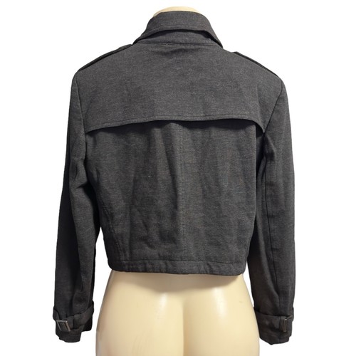 Kenneth Cole Women’s Petite Gray Crop Moto Jacket Short Stretch Bikercore PL - Picture 8 of 14