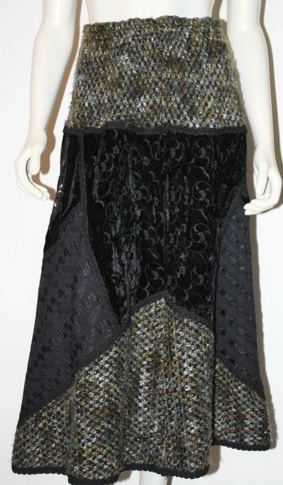 Falda Top DANIEL BITTON Italia S M DE COLECCIÓN Verde Negro Cuentas Terciopelo Gris Foto 4 de 4