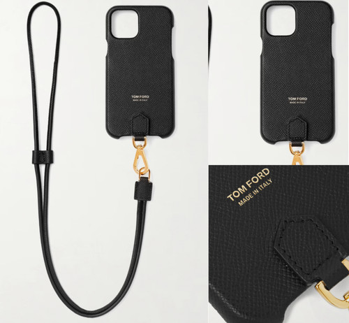 Tom Ford Grain Leather iPhone 11 Phone Case Pro Case Lanyard Pouch Bag