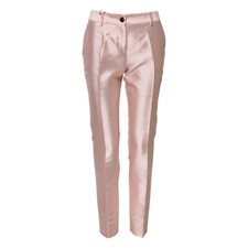 DOLCE & GABBANA Pants Pink Satin High Waist Tapered Trouser IT36/US2/XXS 750usd