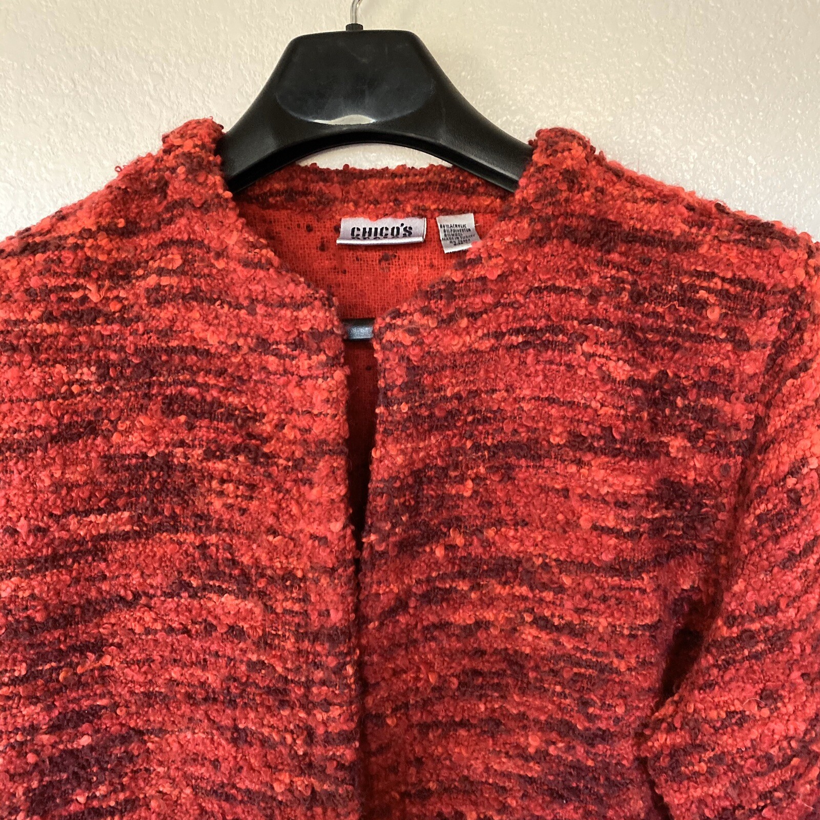 Chico's Design Multi-Red Open Front Poly/Wool/Acr… - image 7