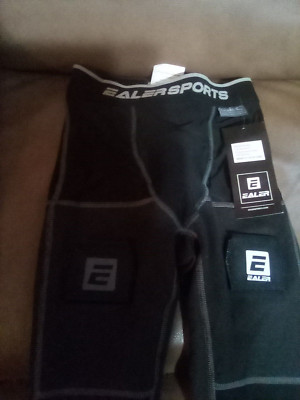 Ealer Hockey HPC900 Pro Compression Pants W/ Protective Cup, Black, Boy's Small