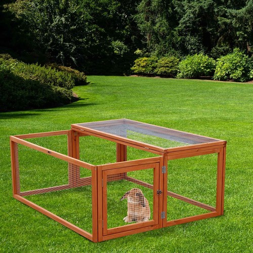 Wooden Rabbit Run Guinea Pig Chicken Duck Ferret Puppy Pet Enclosure Roof Hutch - Picture 12 of 25