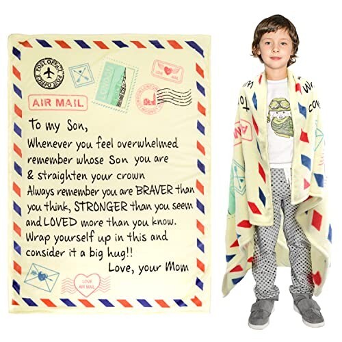 coperta lancio lettere mamma a figlio 39"x55" - Foto 1 di 2