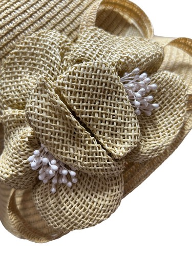CC Exclusives Straw Hat Flower Bow On Side One Size NEW with Tags - Picture 3 of 6