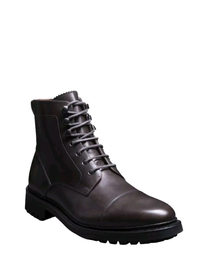 Allen Edmonds Men's Briggs Carbon Grey Leather Lug Boots Ankle