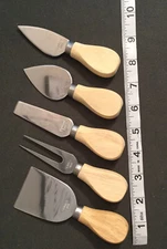 Cheese Knife Set 5 Pc Set Wood Handle Stainless Steel