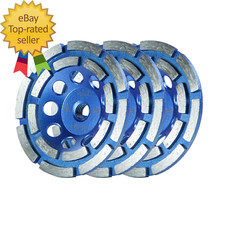 4.5 Inch 3Pcs Concrete Grinding Wheels 16 Turbo Diamond Segments 5/8-11 Arbor Di