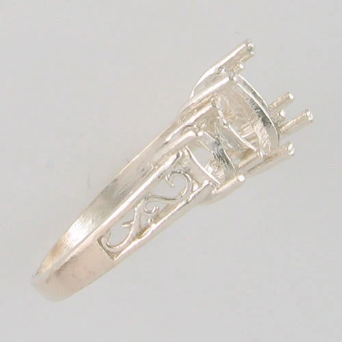 PRE-NOTCHED 3 STONE DESIGNER VINTAGE RING 8X6 & 6X4 OVALS .925 SILVER CR29SS - Image 3 of 3