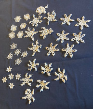 Vintage Crochet Christmas Snowflake Stars Handmade Doily Ornaments Lot of 34