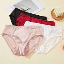 4 Pack Mulberry Silk Women Briefs Thin Middle Rise Panties Underwear TG211