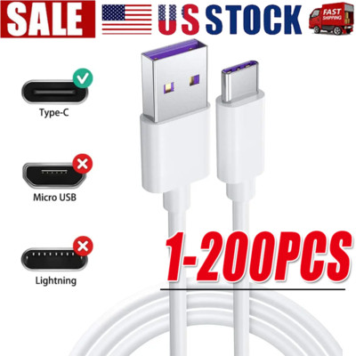 USB Type C Data Cable 5A Fast Charging USB-A to USB-C Charger lot Cord For Phone