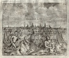 Frankfurt Gesamtansicht Original Kupferstich Der neugierige Passagier 1767