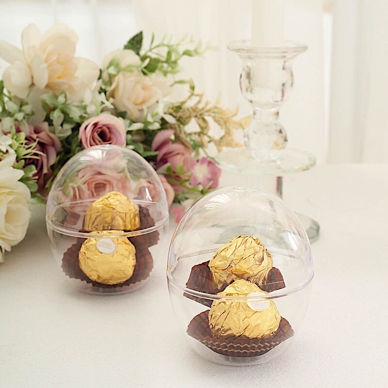 12 Clear 4 oz Disposable Mini Egg Shaped Plastic Dessert CUPS Party Decorations