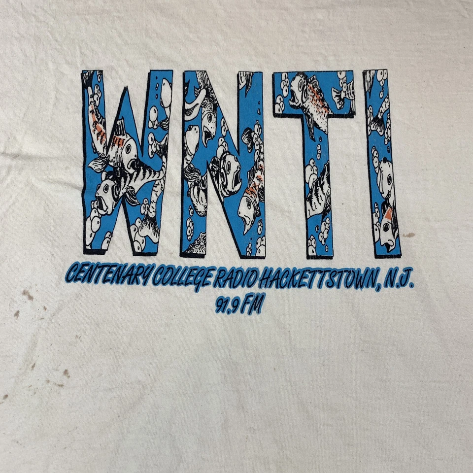 Camisa vintage Centenary College WNTI Radio Hackettstown 91,9 Fm Nueva Jersey Foto 2 de 4