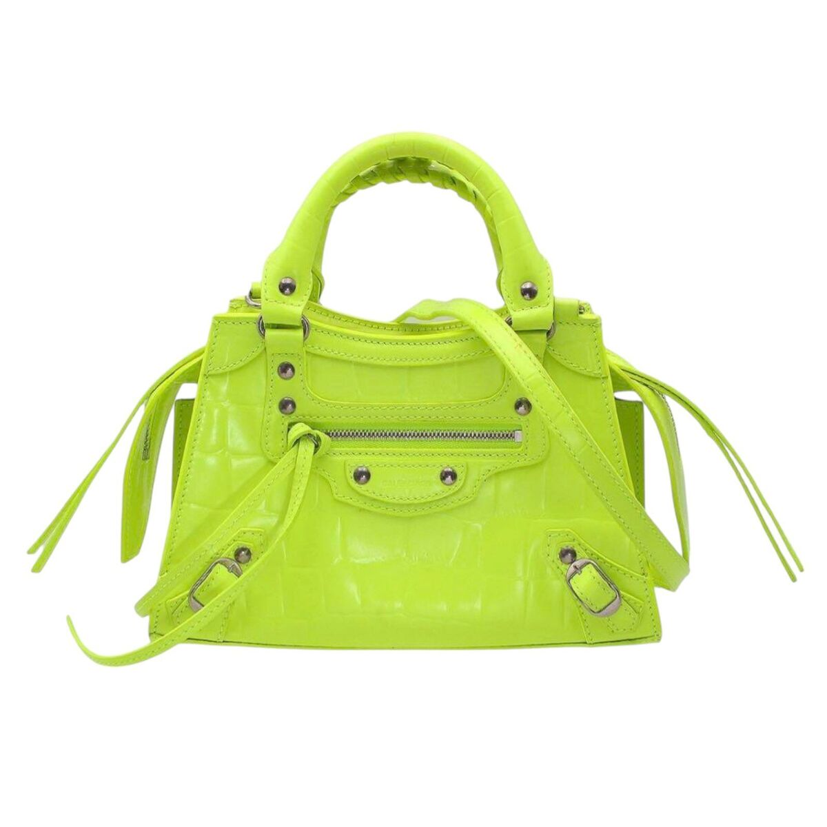 Balenciaga Neo Classic City Mini Croco Embossed Bag Neon Balenciaga Neo Classic City Mini Croco Embossed Bag Neon