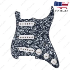Loaded Strat Pickguard Prewired SSS Pickguard with Ceramic Pickups Gray Pearl W